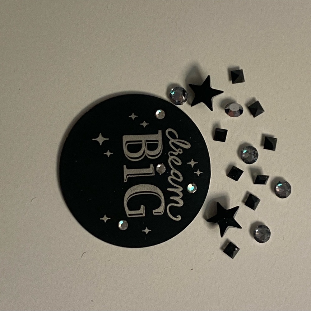 Origami Owl Black 'Dream Big' Background with decorative gems